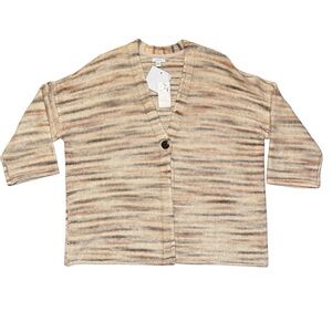 NEW Pure Jill Women's Space-Dyed Cardigan Sweater 3/4 Sleeve Size Large